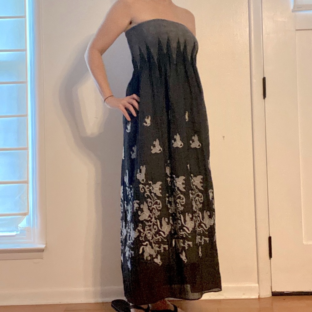 Lapis Anthropologie Strapless Dress